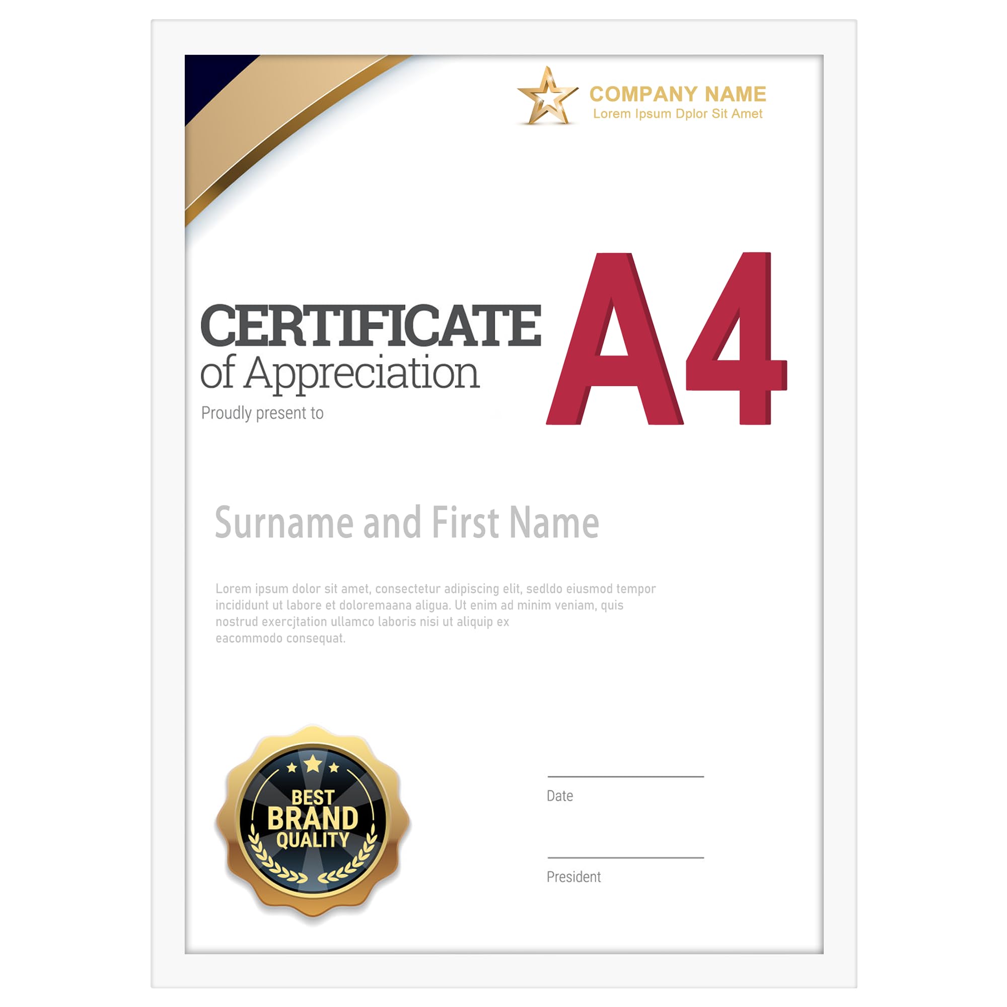 Giftgarden Marco A4(21x29,7 cm) Blanco para Certificados, Marco Fotos A4 Diplomas y Documentos, Diseño Elegante y Delgado para Exposición en Pared o Mesa, Individual