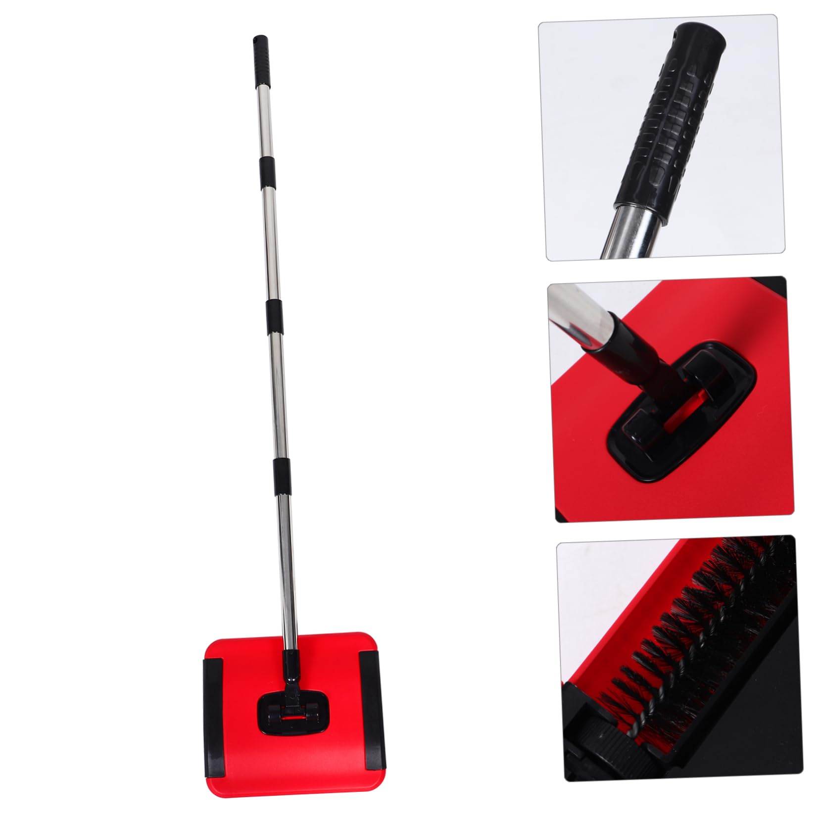 Zerodeko Balayeuse Manuelle Conception Poussée Pratique avec Brosses Rotatives pour Tapis et Bac à Poussière en Pp et Acier Inoxydable, pour Nettoyage Domestique