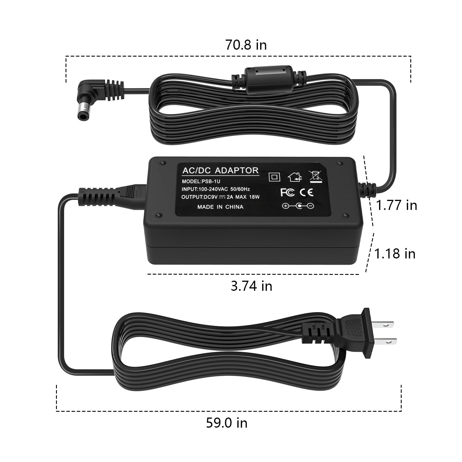 for Roland PSB-120 Electronic Keyboard Power Supply Compatible with Roland PSB-1U ACB-120 ACF-120 ACK-120 ACI-120 9V Power Adapter