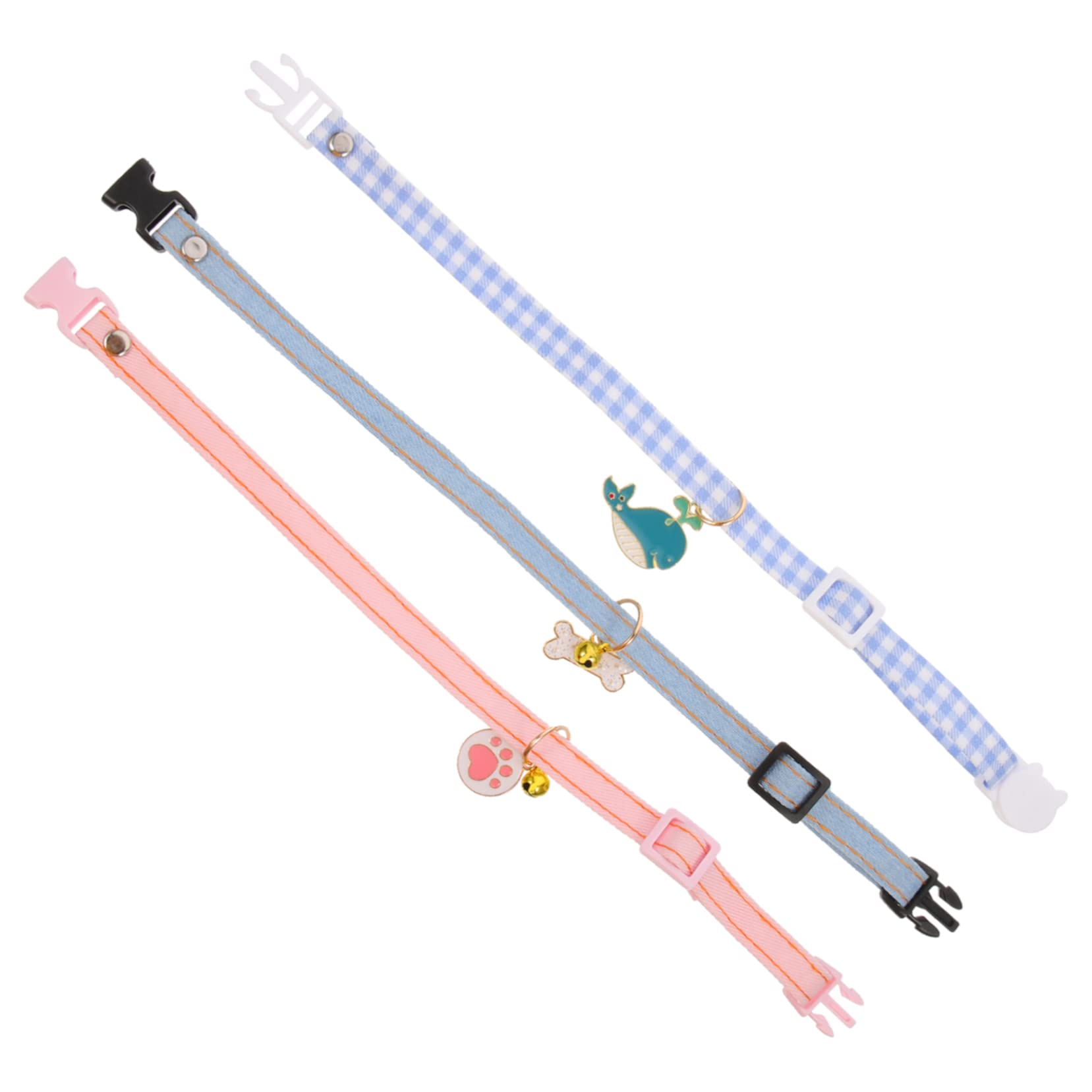 POPETPOP 12pièces Collier pour Chat Réglable avec Clochette De Whale à Carreaux Patte Collier Décoratif Doux Et Confortable pour Chaton Et Chat Accessoires pour Animaux De Compagnie