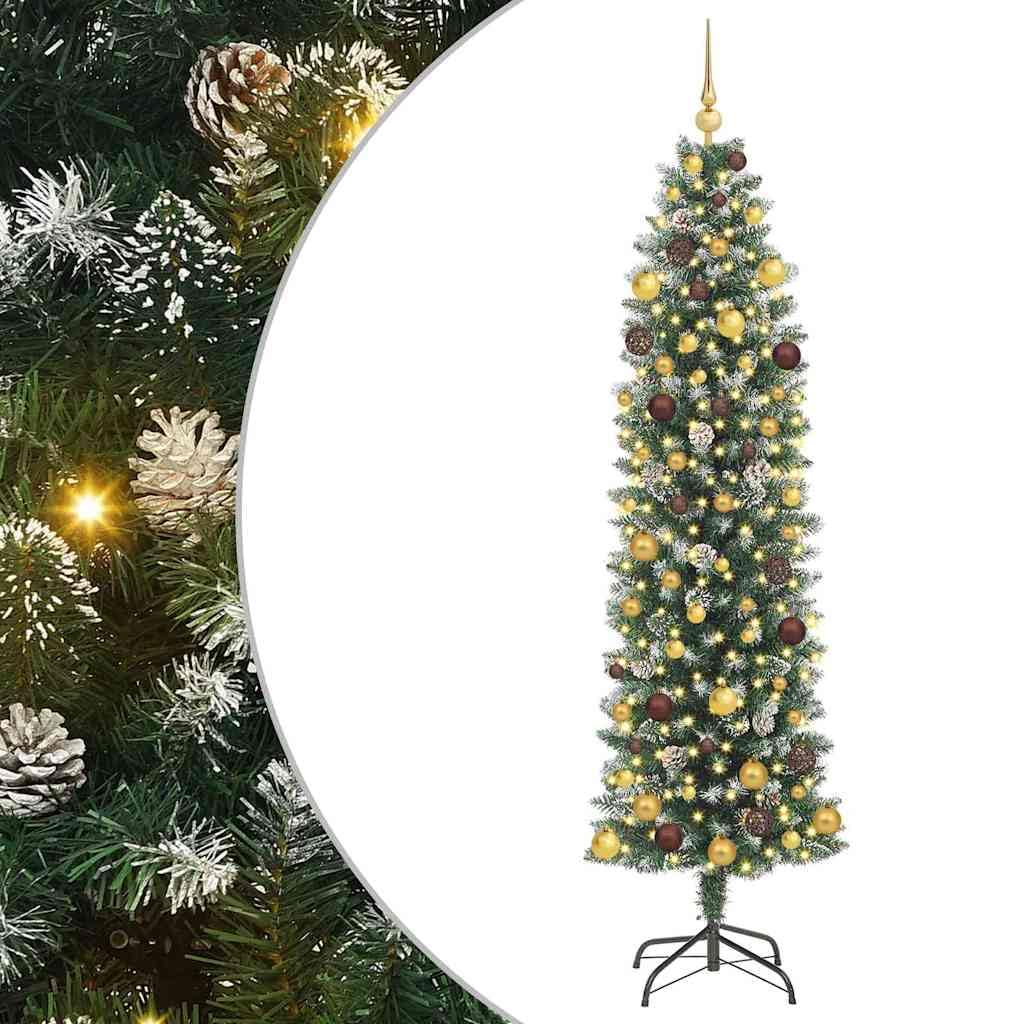 Genérico Árbol Navideño Artificial Delgado con 300 LED Verde y 210 cm,Casa y jardín,Decoración,Decoraciones Festivas y estacionales,Arboles de navidad-3395302