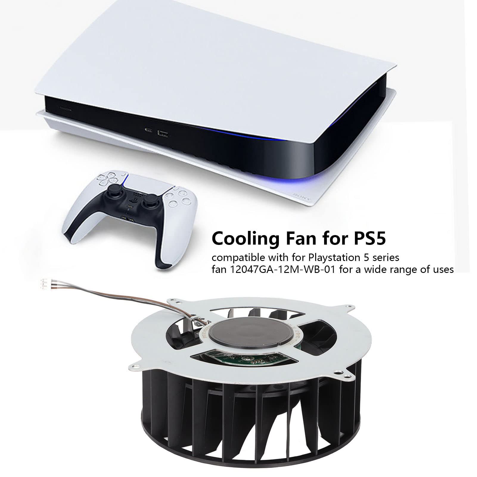 Ventilador de Refrigeración Interno de Repuesto para PS5, Ventilador de Refrigeración Silencioso de 23 Aspas de 3 Pines CC 12 V 2,4 A, Compatible con Ventiladores de la Serie Playstation 5