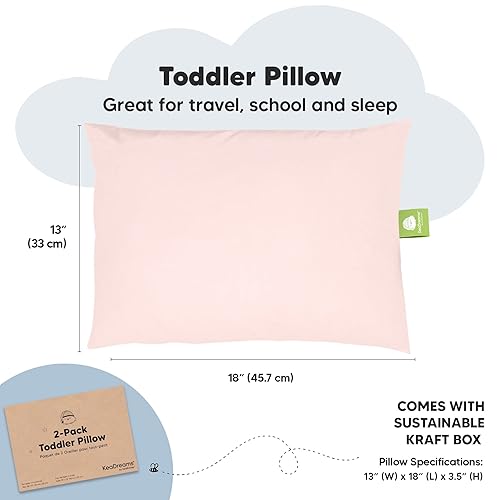 Miniatura 3 de KeaBabies Paquete de 2 almohadas para niños pequeños y almohada pequeña con funda de almohada, almohadas suaves de algodón orgánico para dormir, 9 x