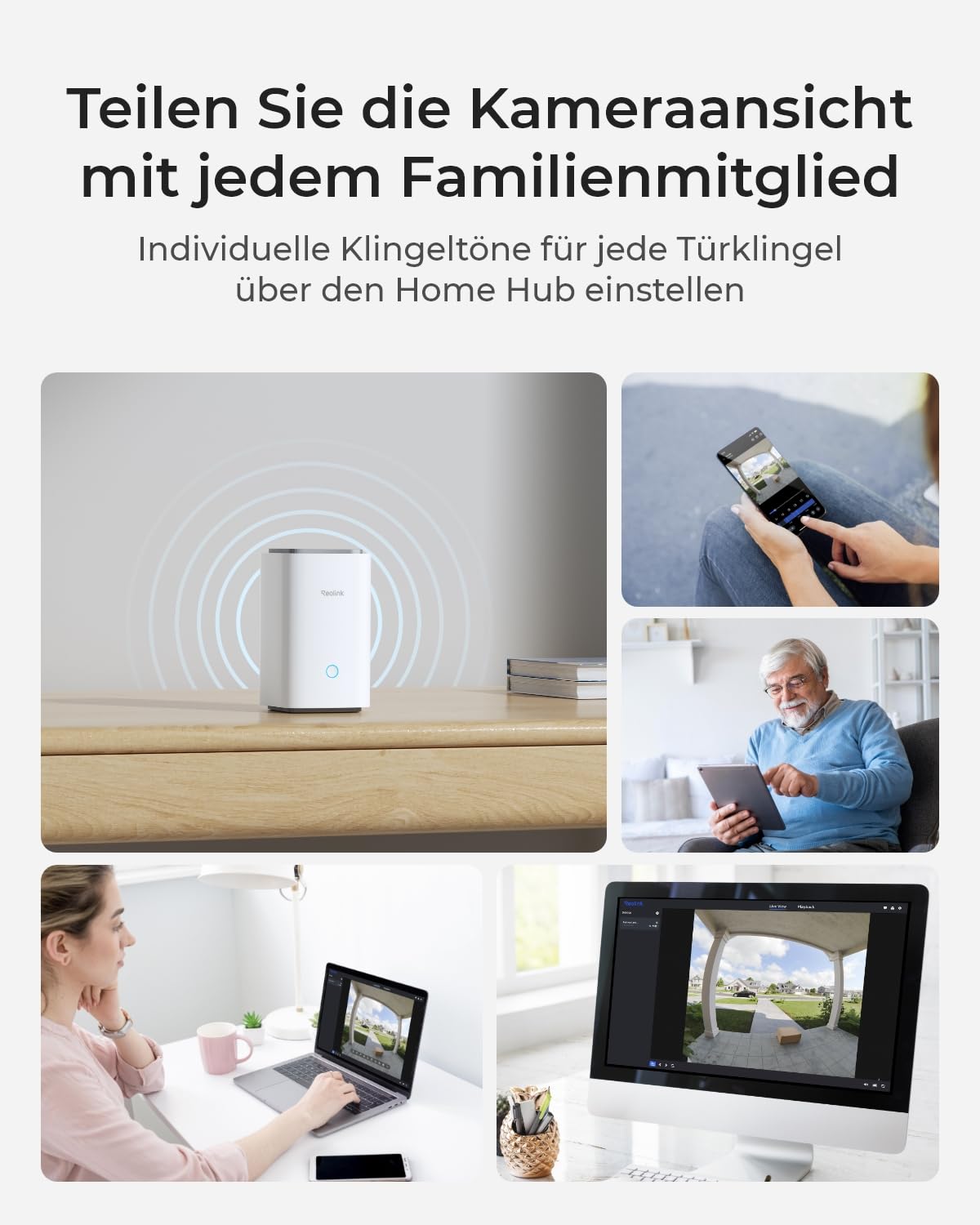 Reolink Video Doorbell mit Home Hub, Akku Türklingel mit Kamera, 2K Kabellose Videotürklingel, 1:1 Kopf-bis-Fuß-Ansicht, 2,4/5GHz WLAN, Personen/Fahrzeug/Paketerkennung, Lokale Speicherung Ohne Gebühr