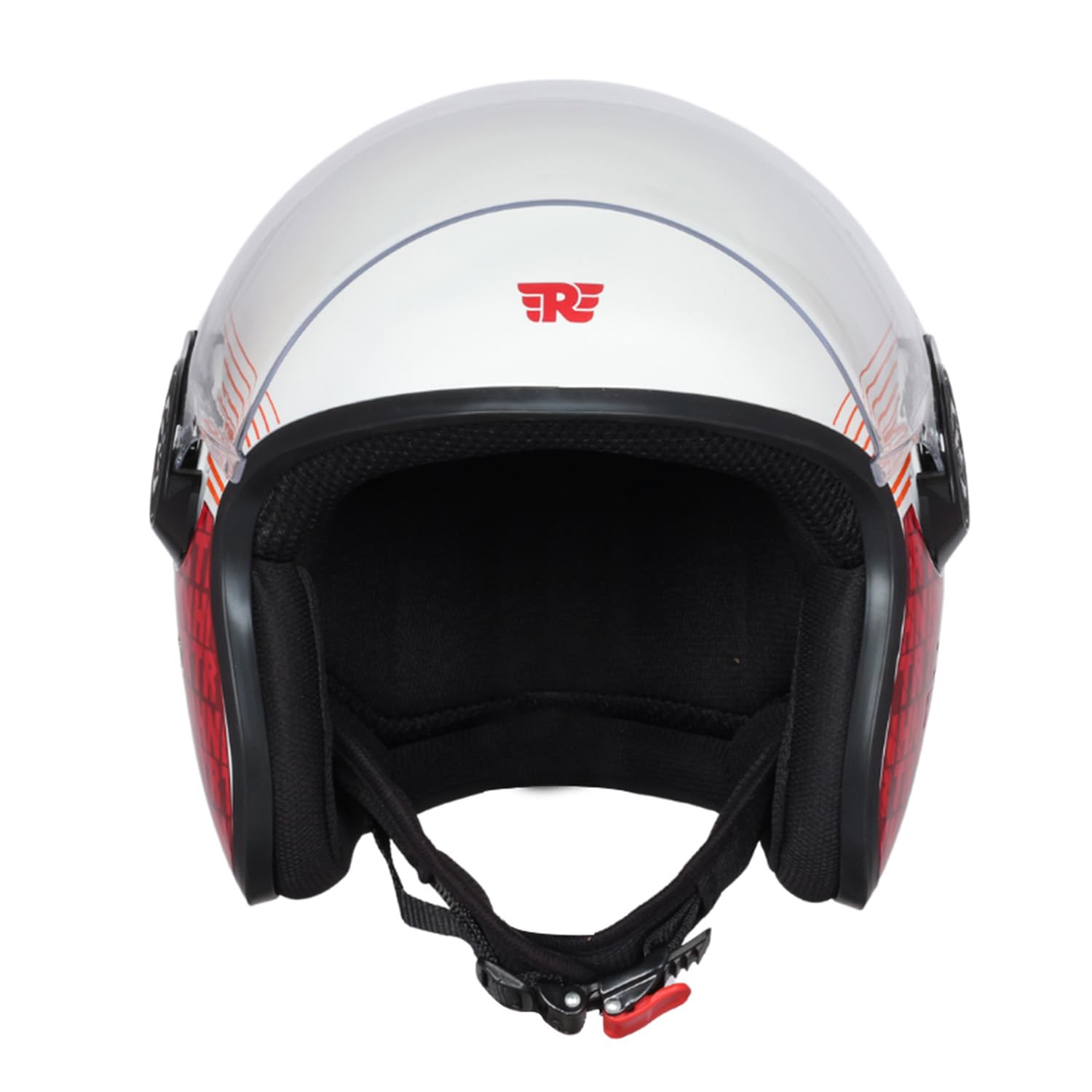 ROYAL ENFIELD Copter Cross Pattern Open FACE Helmet White & Orange (L) 60 CM-image-6