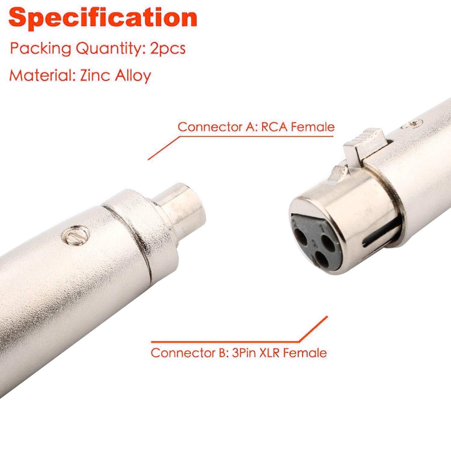 VISSQH 2 pcs 3-Pin XLR plug To RCA Adapter XLR Microphone Connectors Audio Socket 3 Pin Panel Mount Microphone Cable Plug for Microphones,Amplifiers,etc - Image 3