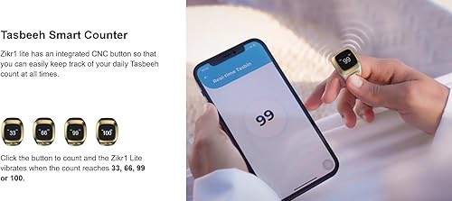 Miniatura 3 de Asiasioc Anillos inteligentes para hombres, anillos Bluetooth con temporizador de oración y adoración (negro, 0.78 pulgadas)