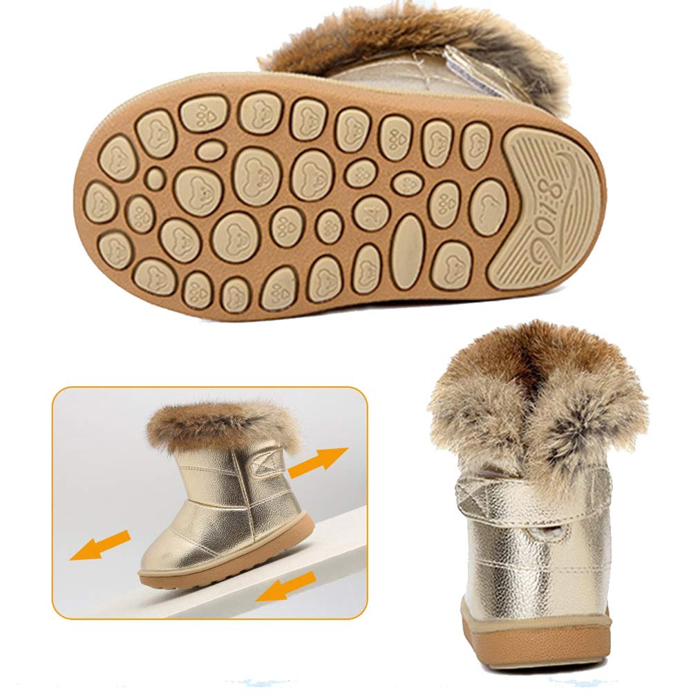 KVbabby Bambine e Ragazze Carino Stivali da Neve Morbide Fodera calda Stivali Scarpe di Cotone Piatto Pelliccia Stivali