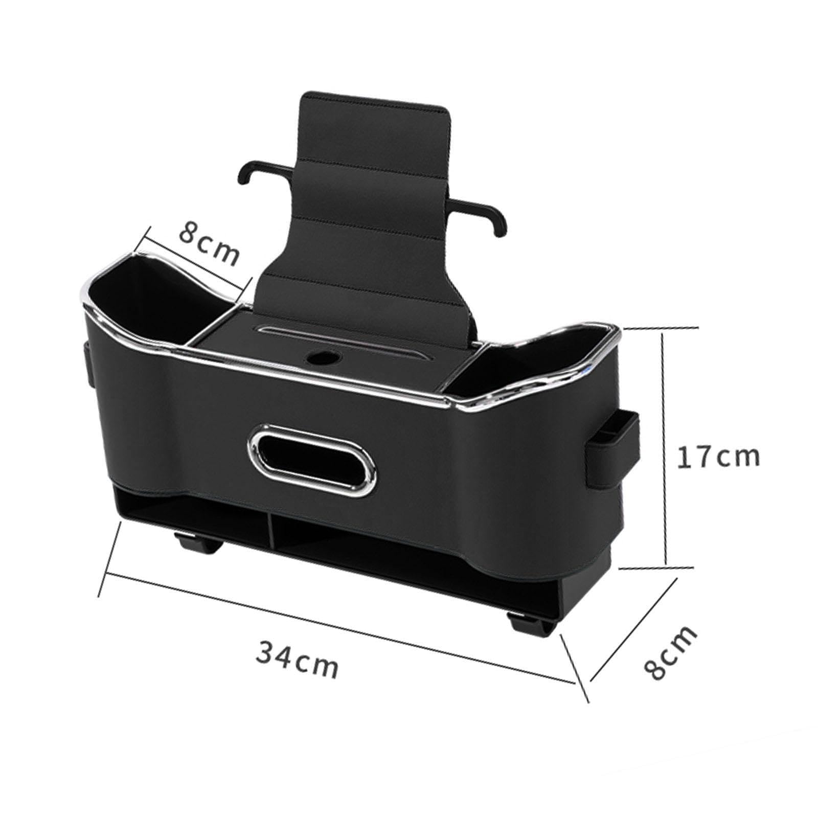 Organizer Schienale Auto Contenitore Porta Tessuti Portabicchieri Multifunzione in Pelle PU con Gancio Adatto per Viaggi Automobili Uso Famiglia, nero