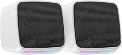 Caixa de Som Force One RGB, 52mm, USB para PC e Notebook, Design Compacto, LED RGB Personalizável, Branco