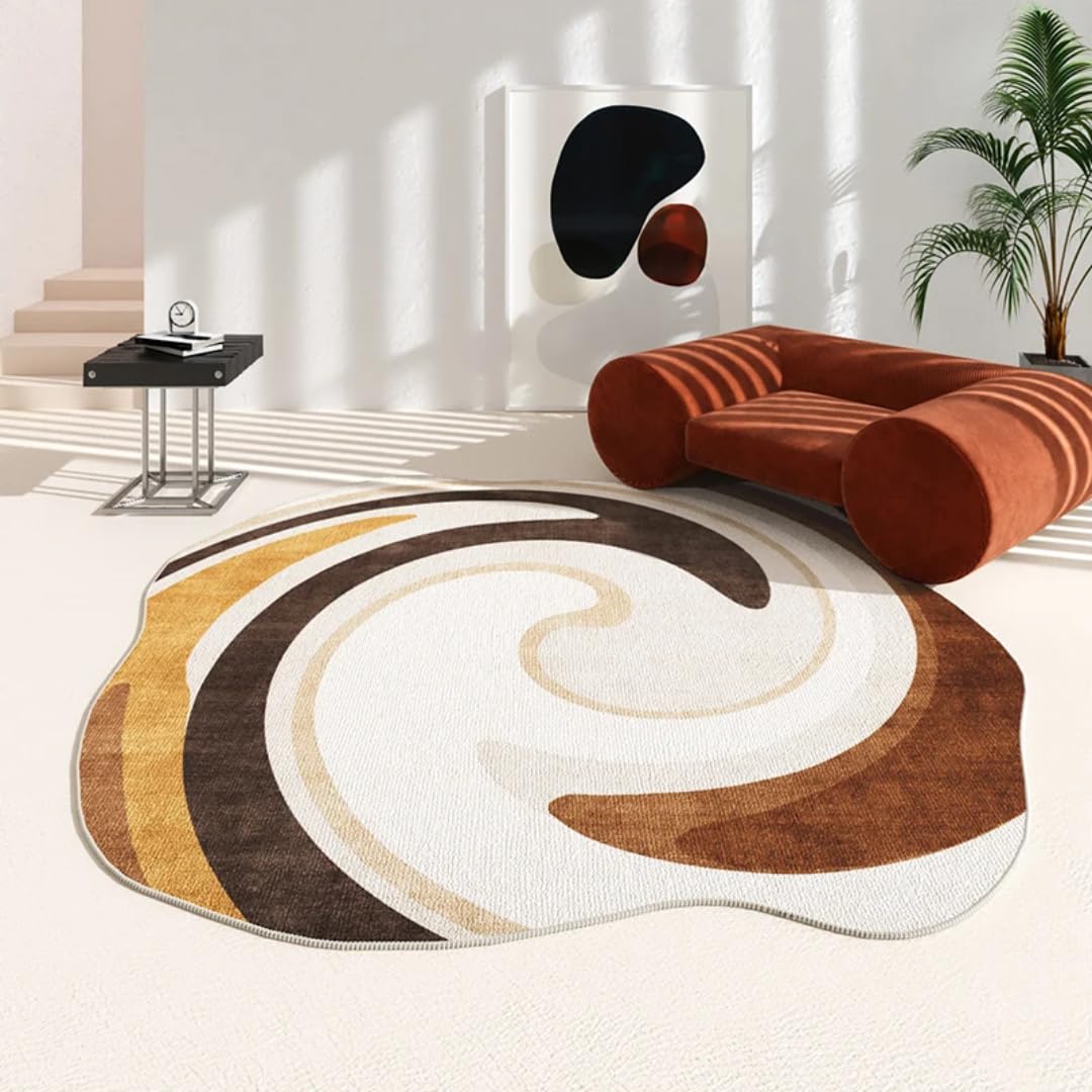 Tapis irrégulier pour salon lavable et moderne rond de chambre 100x100 cm