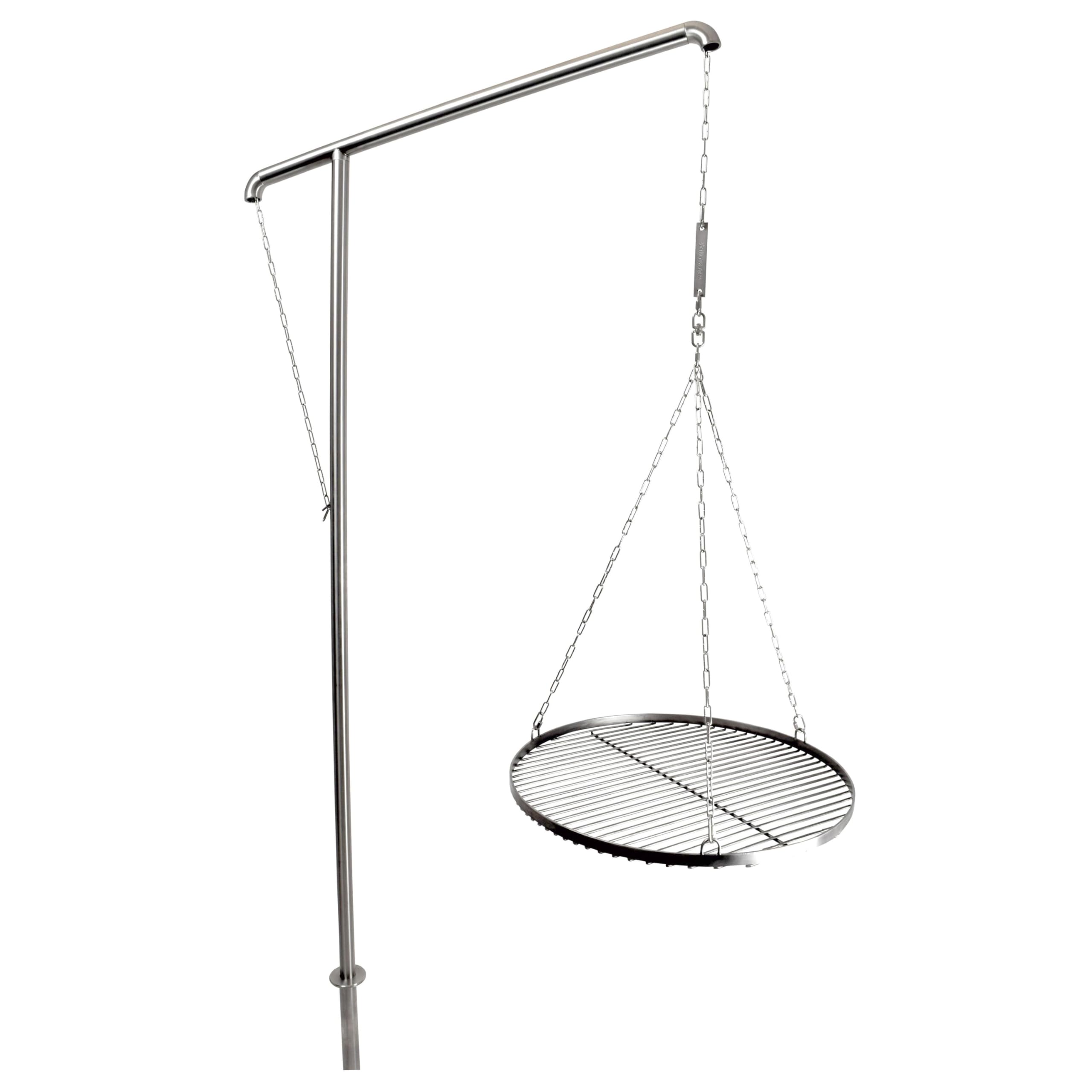Grillrost.com Das Original Barbecue en Acier Inoxydable | Barbecue pivotant - démontable avec Guide-chaîne Interne & Douille de Sol
