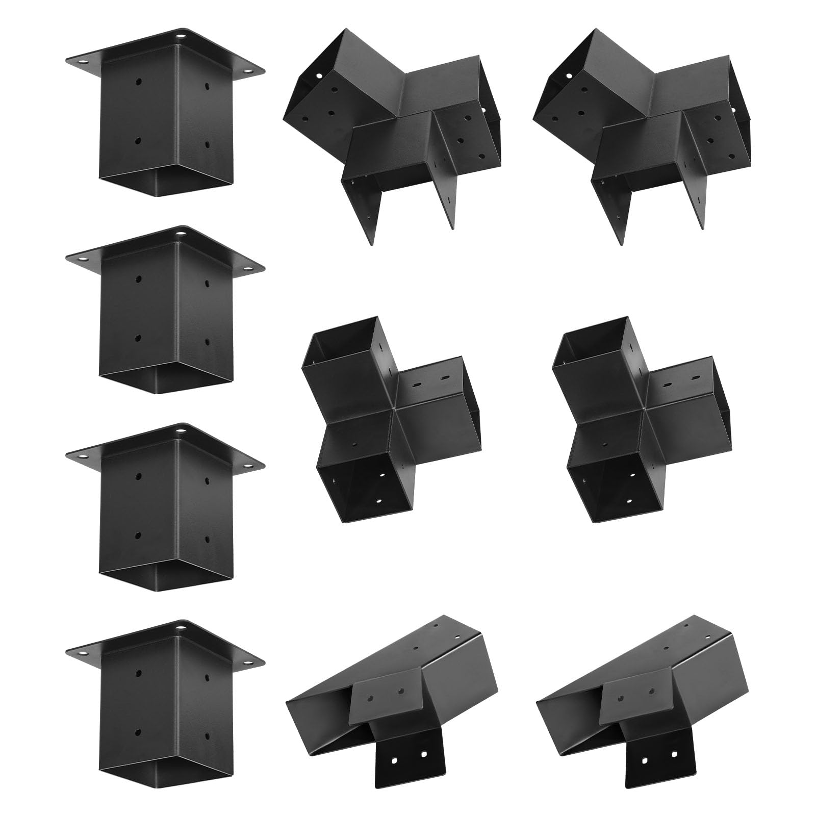 VEVOR Zestaw uchwytów pergoli, zestaw 14 sztuk, drewniany uchwyt na słupek 92 x 92 mm, 3-drożne wsporniki narożne, 4 podstawy, 4 podstawy słupków, do standardowych drewnianych belek pochylonych na