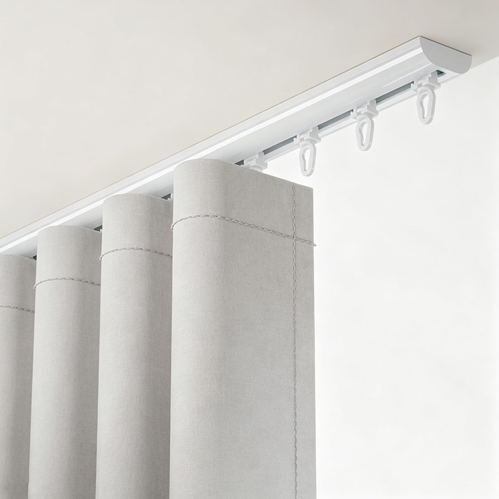 Water Wave S-shaped Curtain Track Rail, Single Heavy Duty Slide Ceiling Track, Ultra-Thin Aluminium Ceiling Track for Curtains, Ceiling Track System for Room Divider/Bay Windows(110CM(3.6FT),125mm)