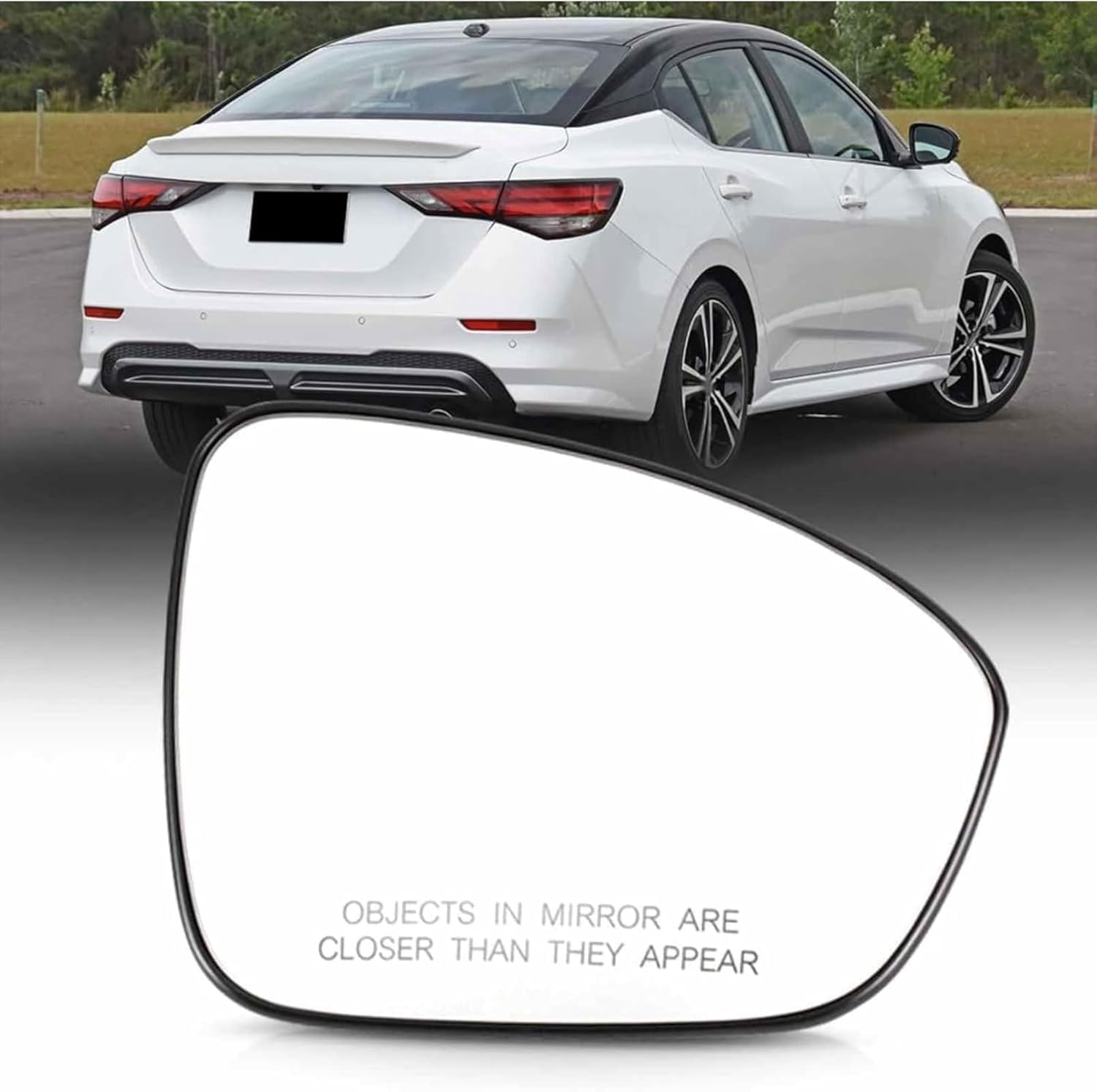 CHELANGHU Right Passenger Side Heated Door Mirror Glass Fit for 2020 2021 Nissan Sentra, Side Mirror Glass with Backing Plate