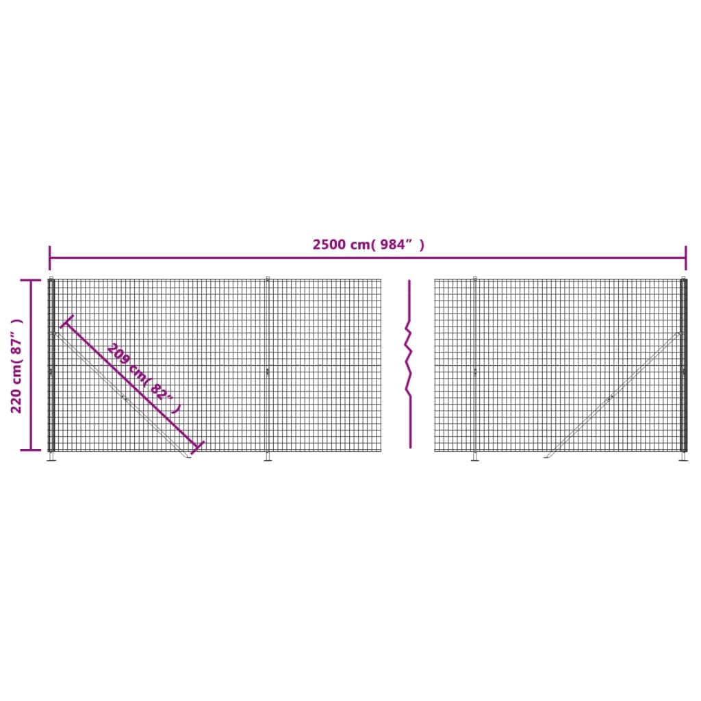 Clôture en Treillis Métallique avec Bride Vert 2,2x25 m, Grillage de Jardin en Acier Galvanisé Revêtu de PVC, Maille 75x50 mm pour Enclos Animaux et Délimitation de Terrain