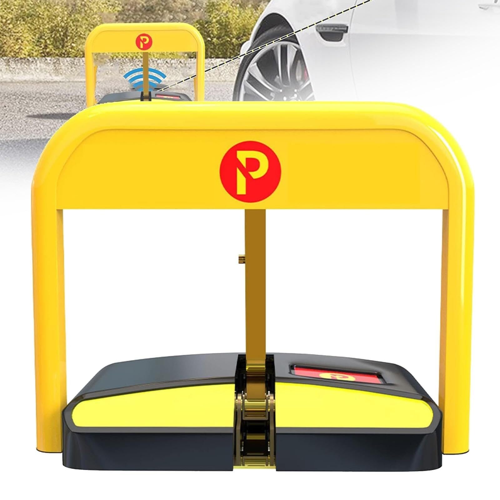 SaryEdge Parking Space Lock Folding Parking Barrier, Automatic Remote Control Parking Column, 50m Parking Space Lock for Home, Business, Office and Commercial,