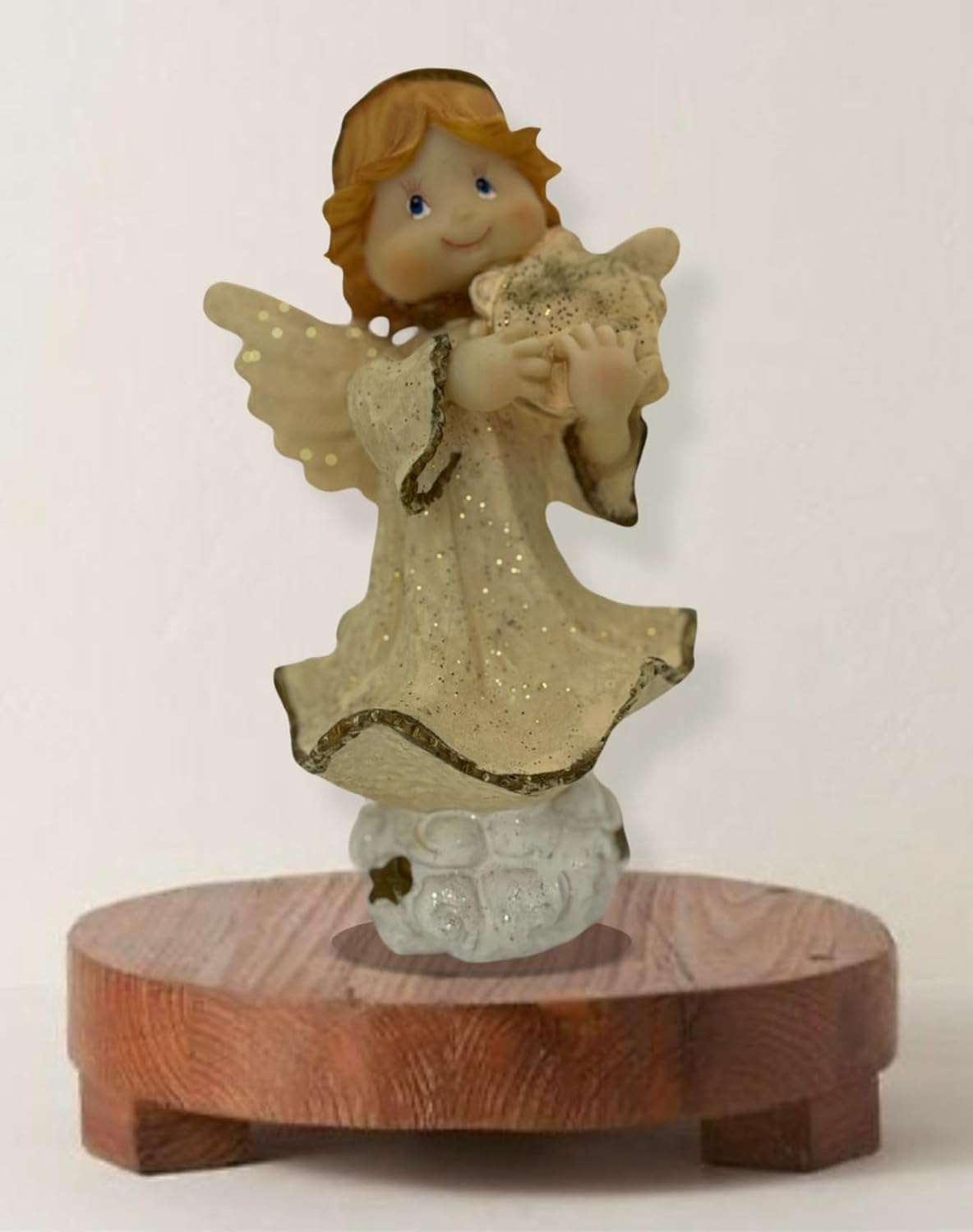 Mystic Romance Angel Statue Figurine, Polyresin Cherub Statue Angel Sculpture, Remembrance Healing Sympathy Gift for Memorial, Shelf Home Living Room Desktop Office Decoration (Tambourine) - Image 2