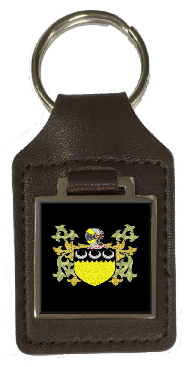 Harvey Familienwappen Nachname Wappen Braun Leder Schlüsselanhänger Gravur, Silber, One Size, Einheitsgröße