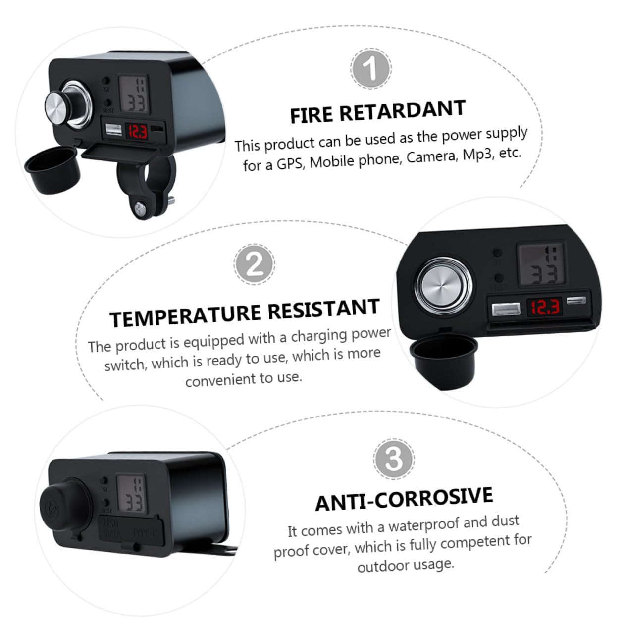 SUPVOX 12v Cargador USB para Motocicleta con Rápido para Móvil y Tablet con Compatible con y Dispositivos Móviles