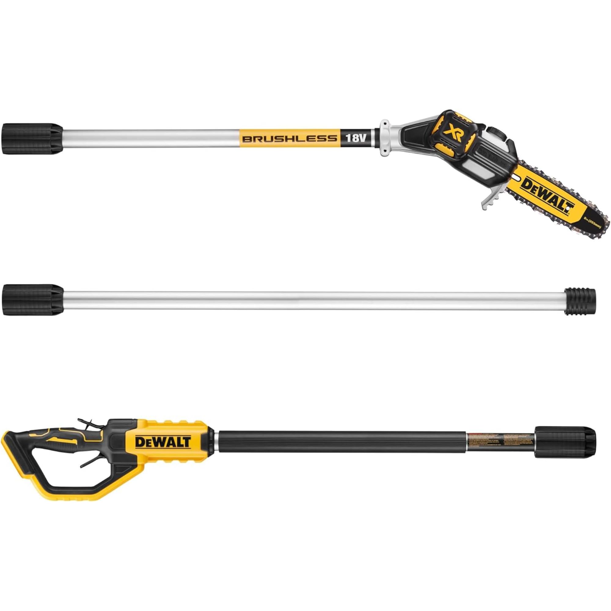 Dewalt 18V Akku-Hochentaster DCMPS567N (bürstenlos, bis zu 3 Meter Arbeitslänge, Schwertlänge 20cm, automatische Kettenschmierung, inkl. Zubehör, Lieferung ohne Akku & Ladegerät)
