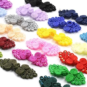 5Pairs Ethnic Chinese Frog Fasteners Closure Button Knots for DIY Sewing Olive Green,5 Pair