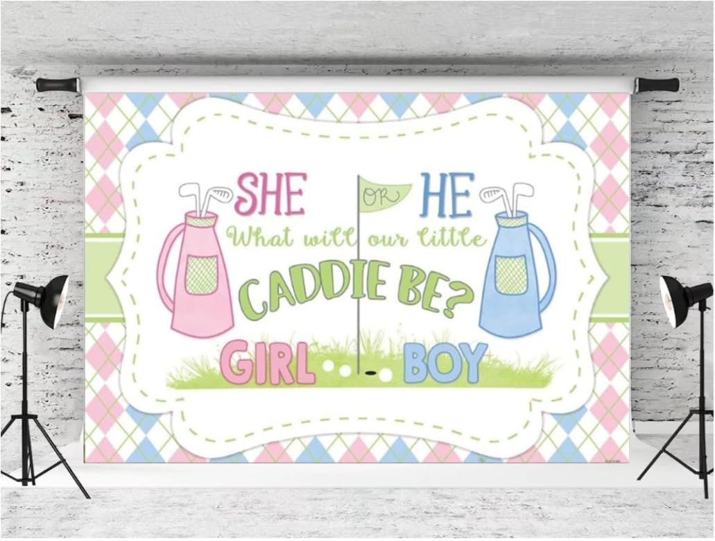 Amazon.com : Blue or Pink Golf Gender Reveal Background Our Little