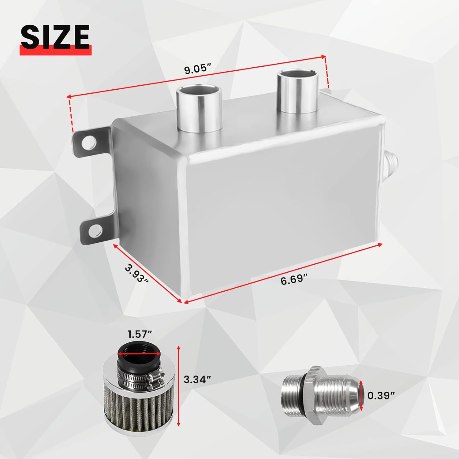 1.2L Universal AN10 Twin Baffle Dual Filter Engine Oil Catch Can Tank Reservoir Tank Can Breather Kit (Silver-1200ml)