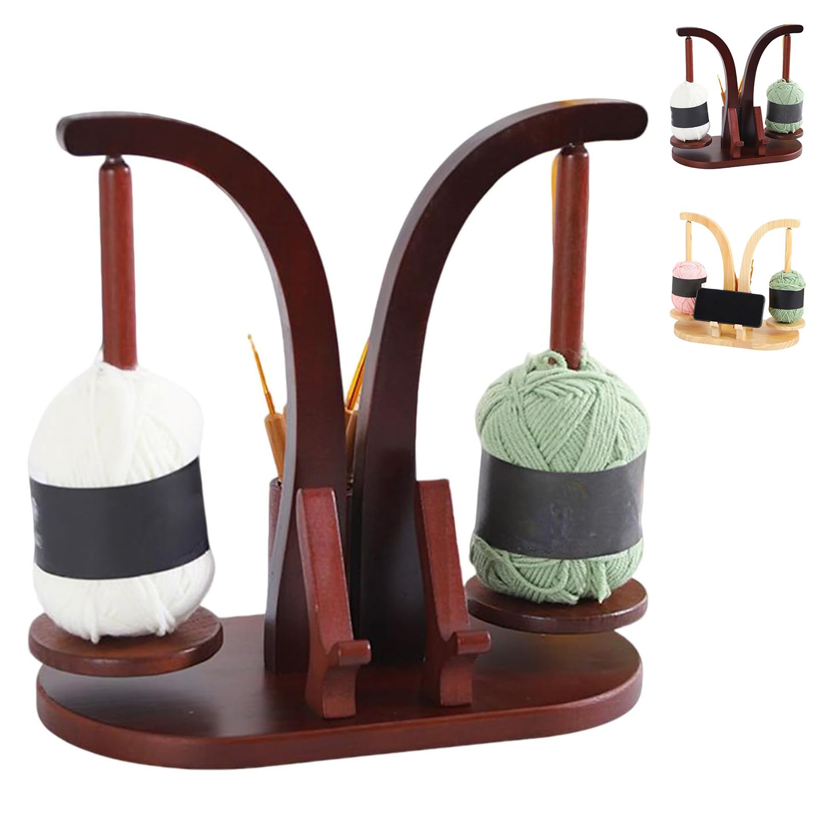 Porte-fil rotatif en bois massif double broche accessoire premium