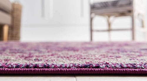 Miniatura 4 de Unique Loom Penrose Collection - Alfombra de área Krystle (6 pies 1 pulgada, redonda, púrpuramarfil)