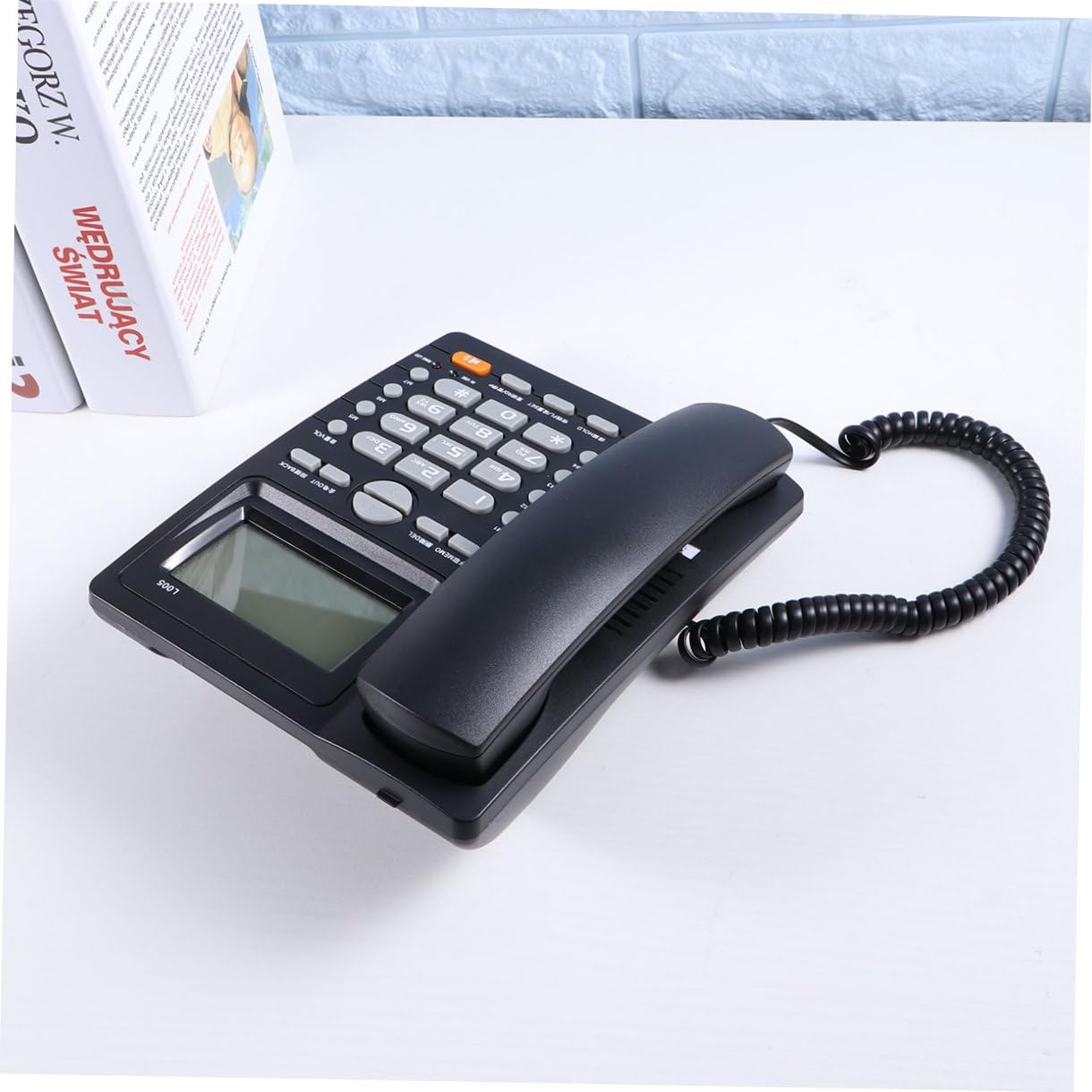 NUOBESTY Telefono Fisso da Ufficio Display e Doppia Porta Nero