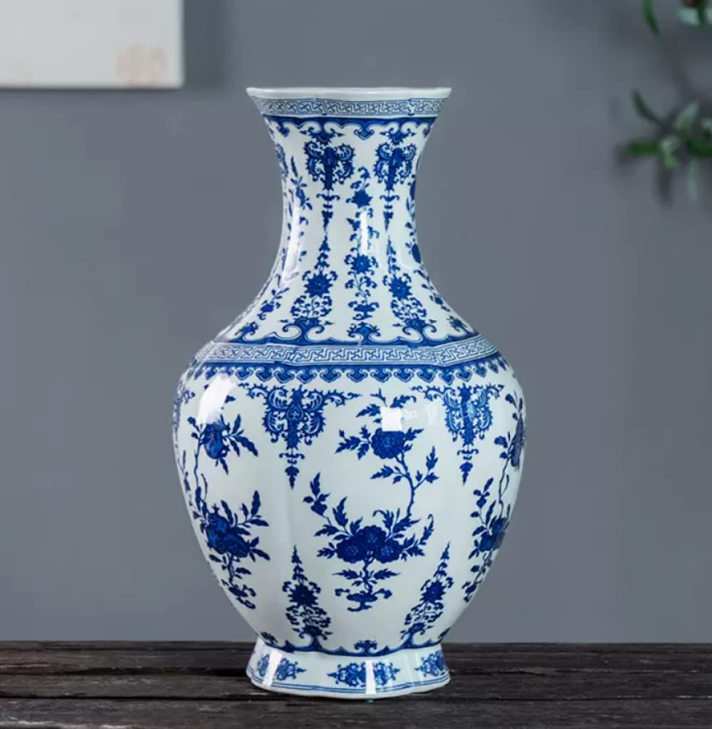 Ceramiczne wazony słoik imbirowy do wystroju wnętrz, wazon z motywem ptaków kwiatowych Jingdezhen tradycyjna chińska porcelana suszone wazony na kwiaty dekoracja -C wysokość 32 cm (C wysokość 32 cm)