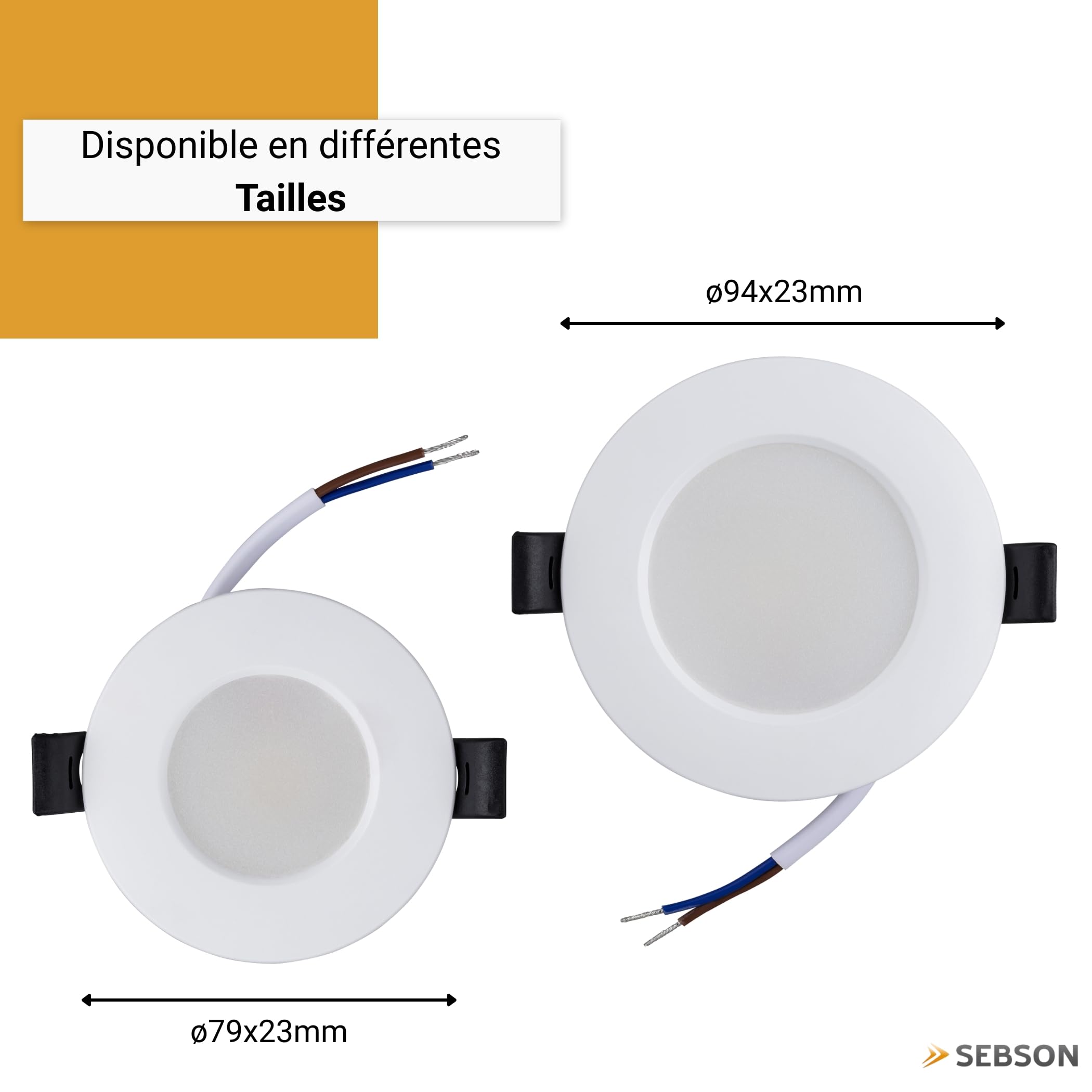 SEBSON Spot LED encastrable 230V 5W 540lm - Panneau LED rond 94mm