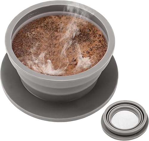 Miniatura 1 de VVGCS Cafetera de viaje plegable sin papel, para acampar, gotero de café plegable de viaje con filtro de acero inoxidable reutilizable, colador de