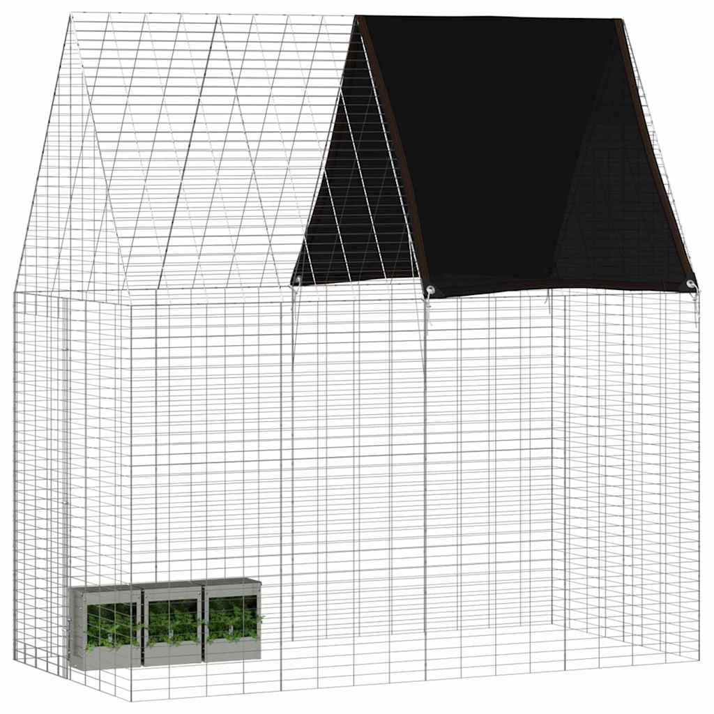 Jaula para conejos plateada, 200 x 100 x 210 cm, acero galvanizado, resistente a la intemperie, duradera, para conejos, cobayas, hámsters, hurones, tejado ampliable al aire libre
