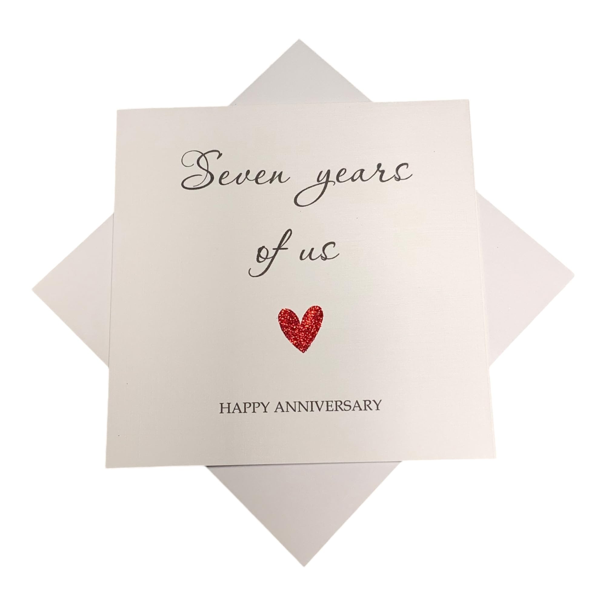 7th Anniversary Card - Copper 7 Year Seventh Personalised Gift for Wife Husband Boyfriend Girlfriend Partner - Choose Glitter Heart - Various Designs (Year Of Us) โ image 1