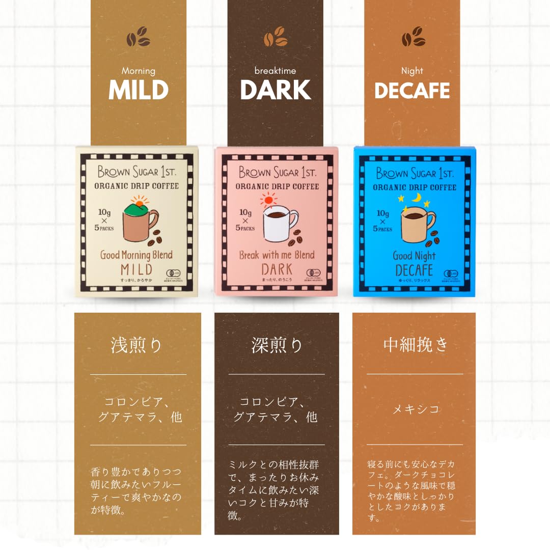 Amazon | オーガニック コーヒー グッドモーニングブレンド ドリップ (有機 化学調味料無添加 砂糖不使用 100%天然  ブラウンシュガーファースト) | ブラウンシュガーファースト | ドリップバッグ 通販