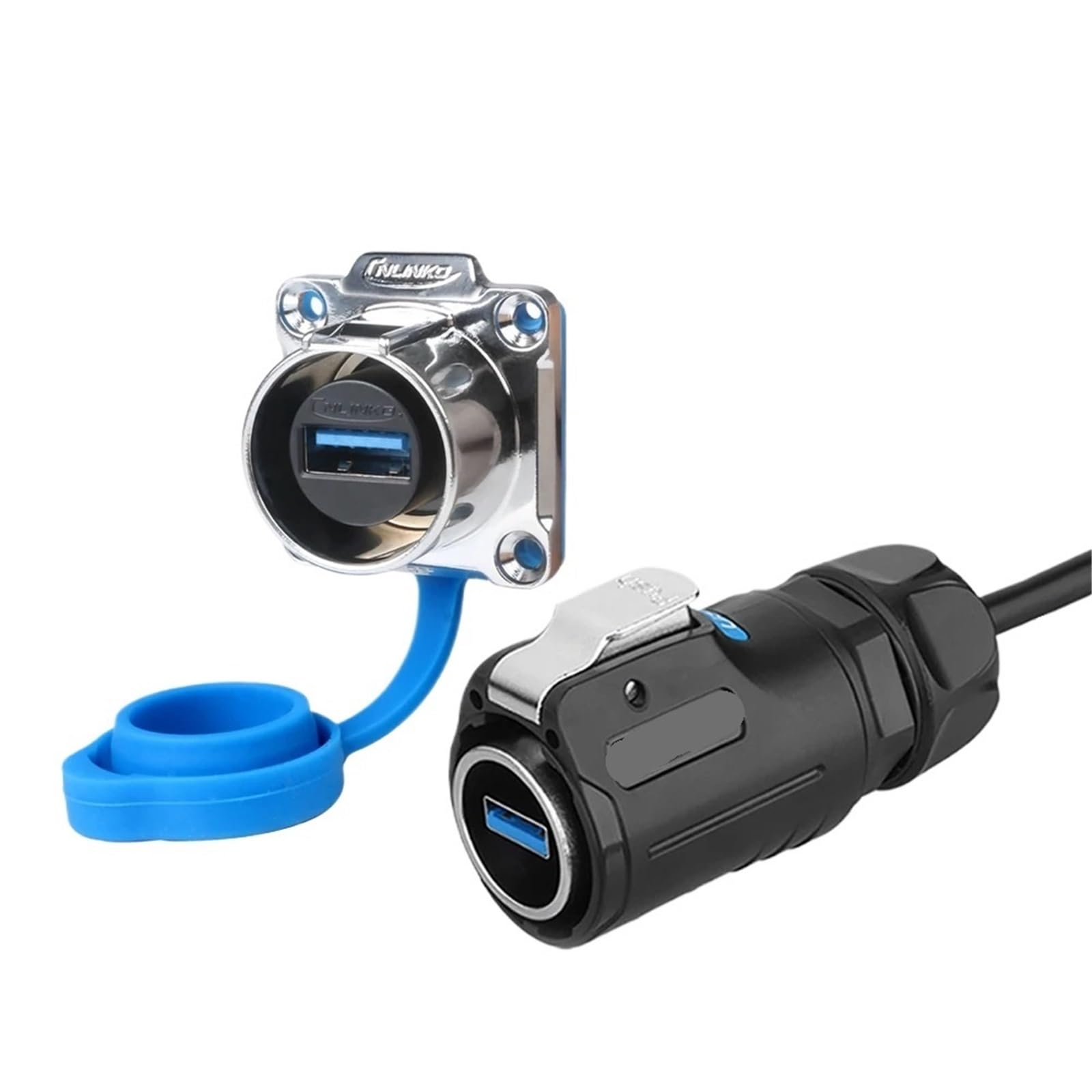 Conector USB 3.0 impermeable LP24 push lock con cable de 3m para transmision rapida 5
