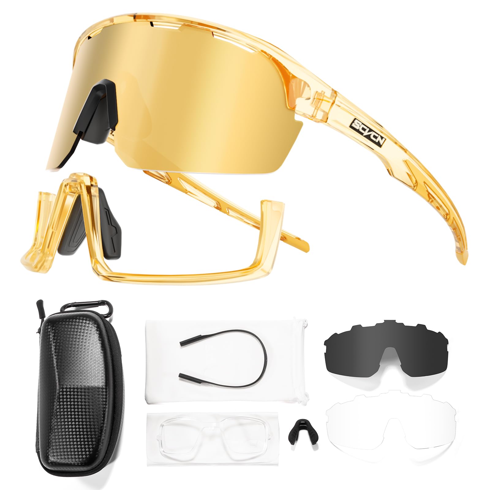 SCVCN Occhiali Ciclismo Uomo Donna MTB Bici da Corsa Occhiali da Sole Sportivi Montagna Bicicletta Polarizzati Triathlon Baseball - S144