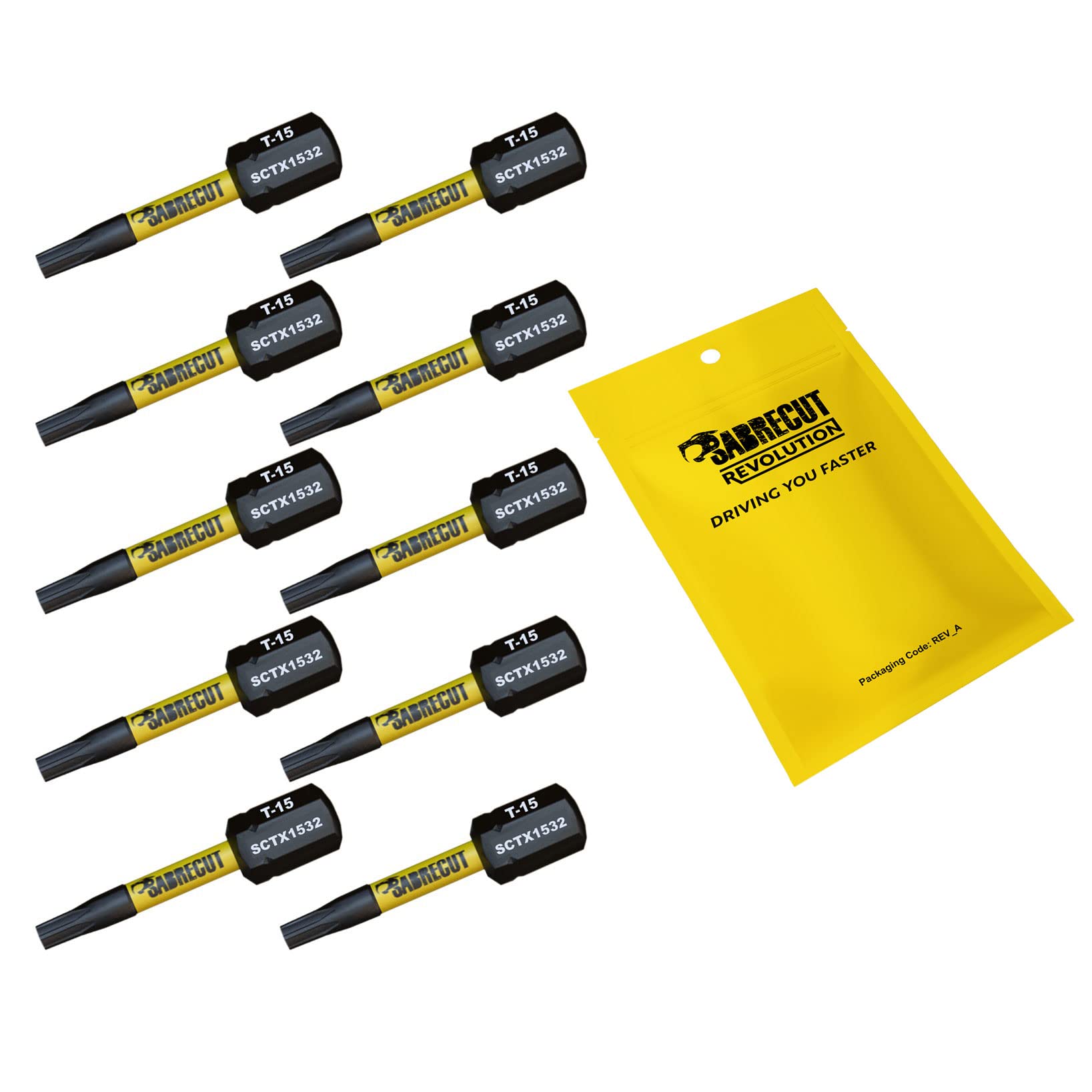 Sabrecut 10 X Sctx1532_10 32Mm T15 Tx15 Magnetic Impact Screwdriver Driver Bits Set Torx Heavy Duty
