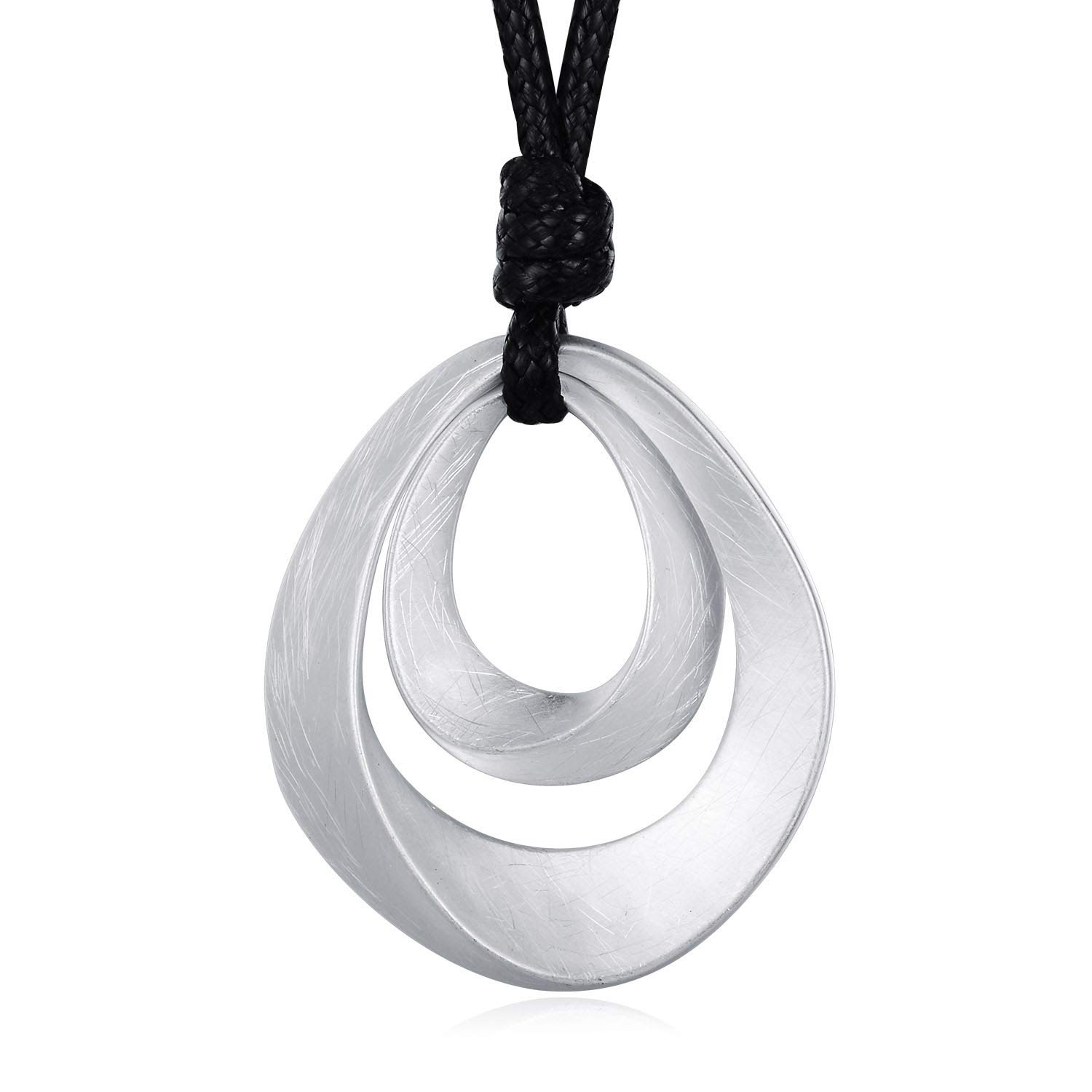 Waterdrop Brushed Texture Oval Pendant Necklace for Women