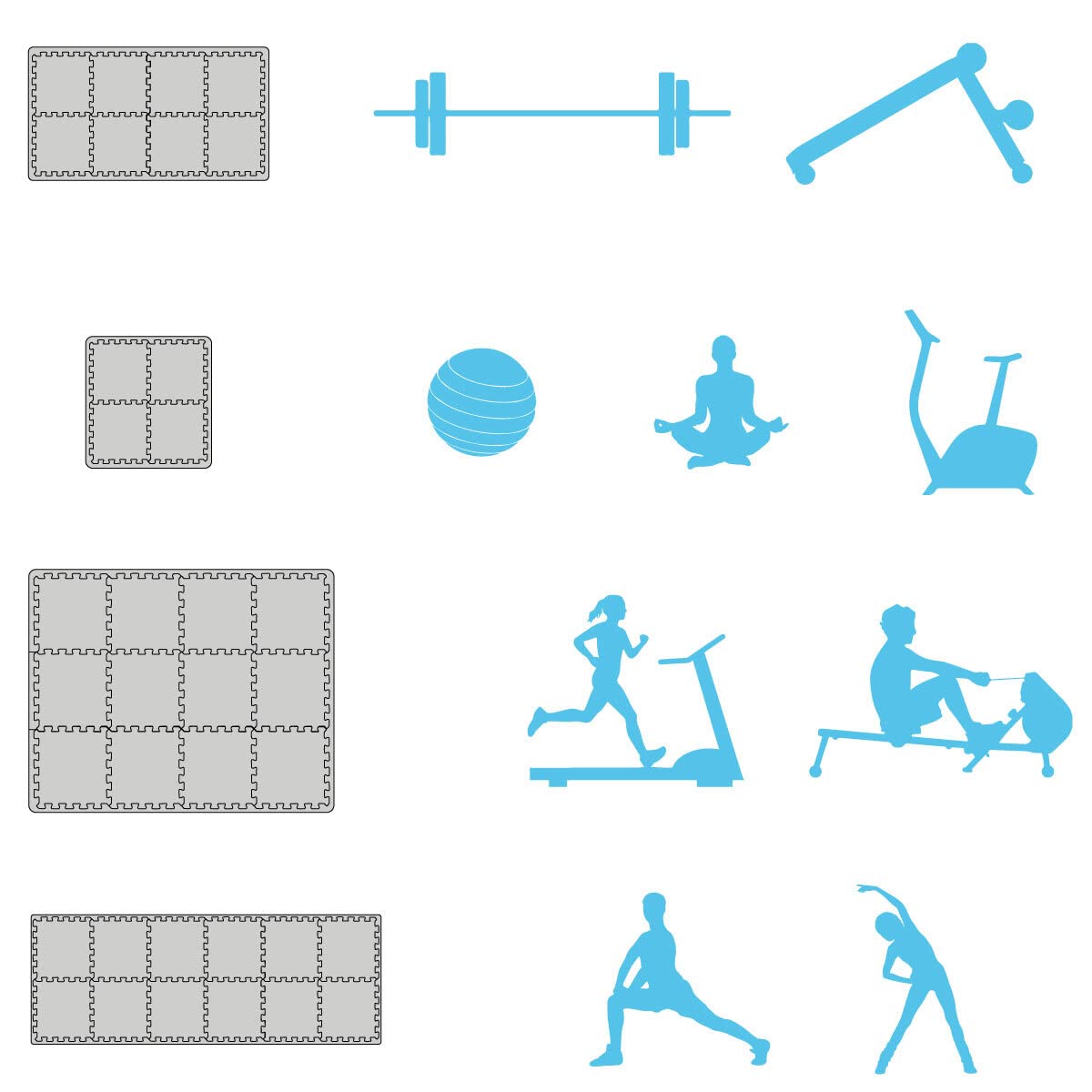 eyepower Gym Mat: 4.8mq Tappeto Palestra 2 cm - Set di 12 Tappetini per Fitness 63x63 - Pavimento ad Incastro Tappeto Fitness Puzzle EVA Tappetino Squat Tappeto per Cyclette Tappeto Sport Tatami Judo