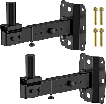 Pair of Adjustable PA Speaker Wall Mount Bracket for JBL, QSC, Yamaha, RCF Speakers with 35mm Mounting Hole - Heavy-duty PA Speaker Mount Hold up to 110 Lbs for Space Saving Wall Speakers Mounts