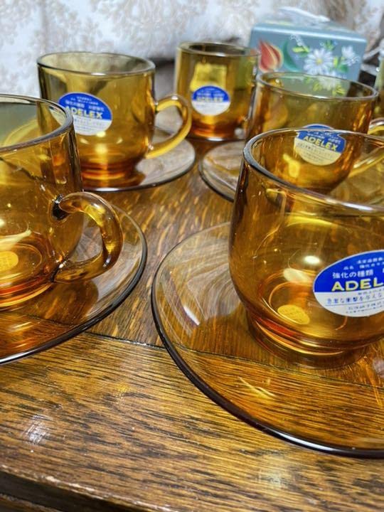 Amazon | デッドストック アデリアアンバーガラス 豆皿5枚 琥珀色 北欧