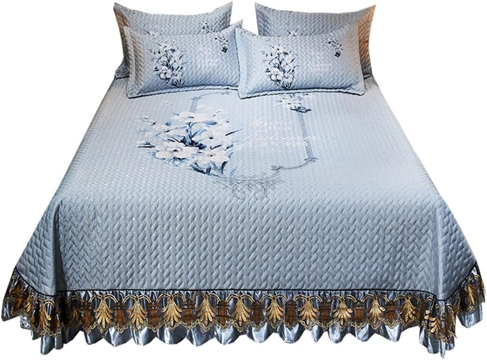 Three-Piece Summer ice Silk mat can be hine Washed and Washed with Cover Summer mat (Color : Blue, Size : 2M) (Blue 2M)