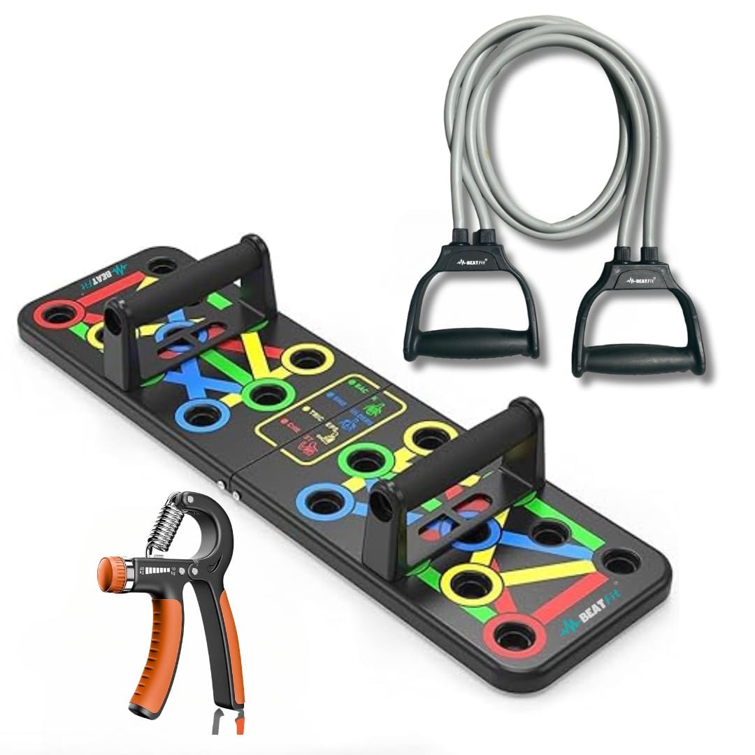 Quick Fit Pushup Board for Gym, Adjustable Hand Grip, Double Resistance Tube for Men and Women-image-21