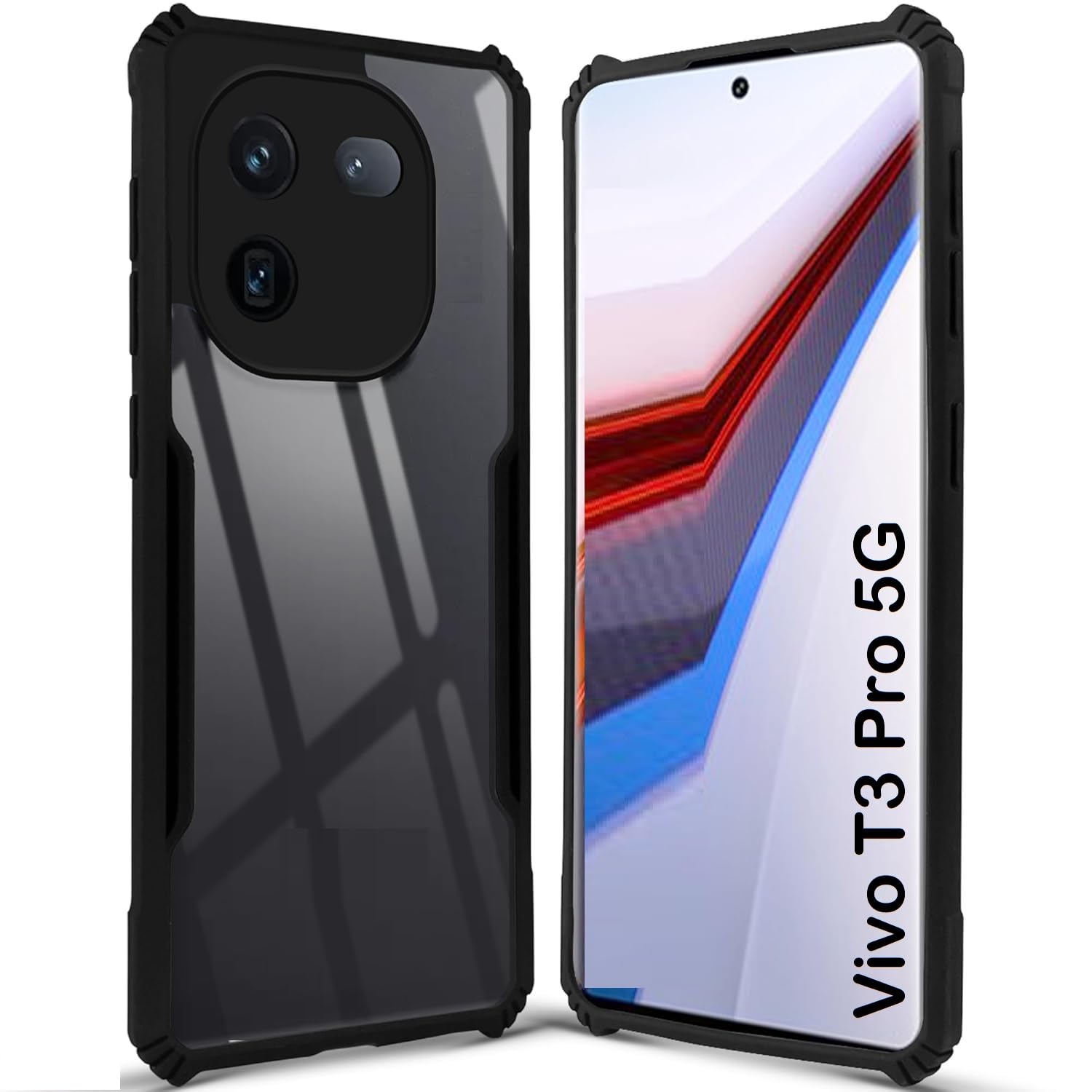 AARALHUB Vivo T3 Pro 5G Back Cover | Black Transparent Case | Back Cover Case for Vivo T3 Pro 5G (B0DFDRBRMX) Amazon Price History, Amazon Price Tracker