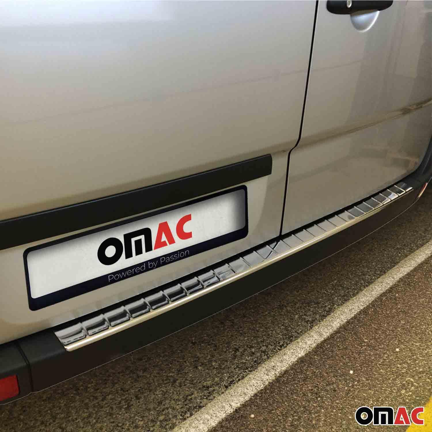 OMAC Osłona progu bagażnika, ochrona zderzaka tylnego zderzaka, kompatybilna z Mercedes Sprinter W906 2006-2018, akcesoria do wnętrza samochodu, ochrona przed zarysowaniem, samoprzylepna, chromowana stal nierdzewna