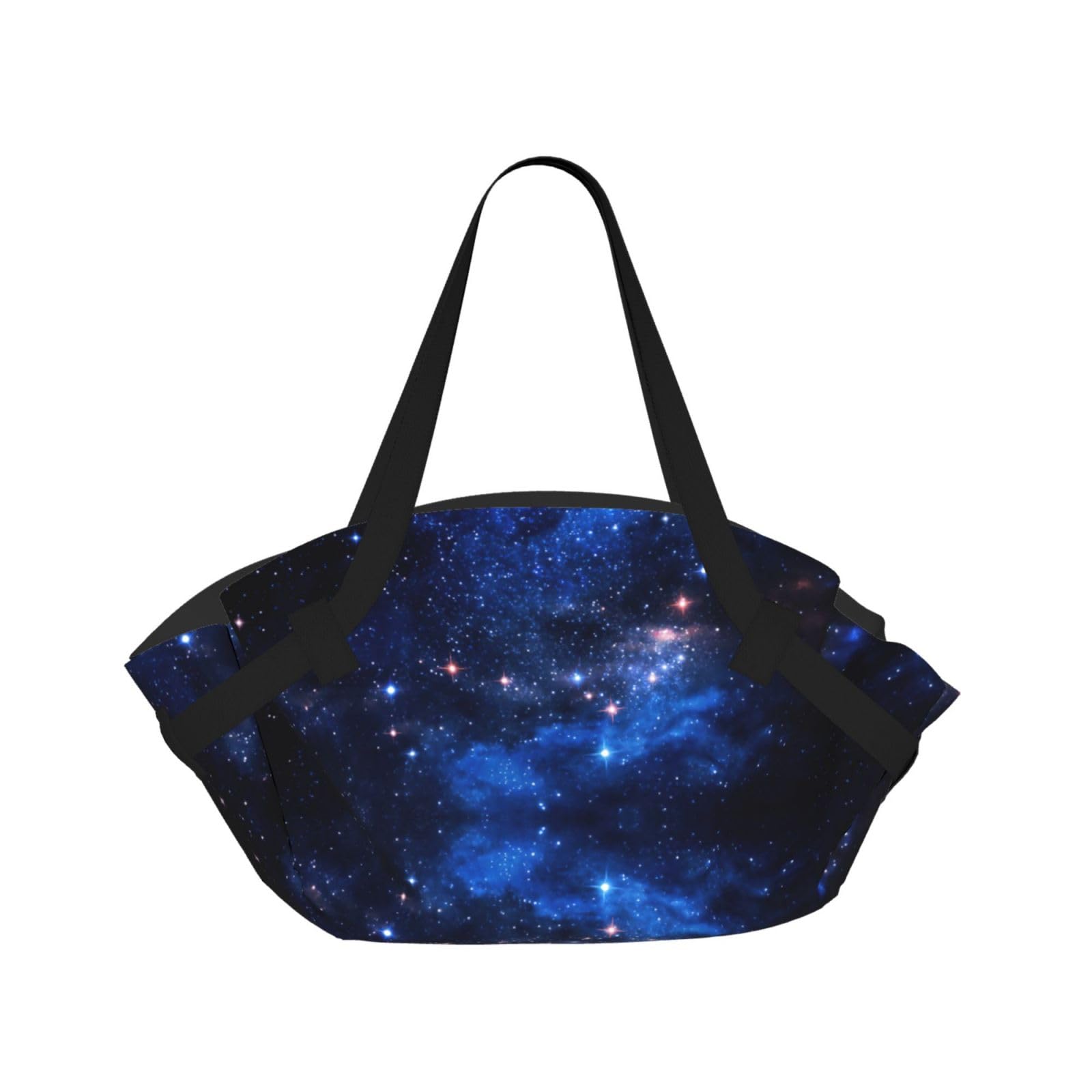 WYCZHY Galaxy Night Printed Foldable Round Picnic Blanket Converts to Carry Bag, 37in Mat for Camping Date Night