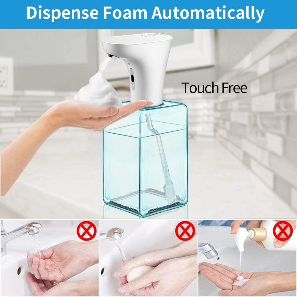 Automatic Soap Dispenser, Foaming Soap Dispenser Hand-Free with Motion Sensor Waterproof 450ml Countertop for Kitchen Bathroom
